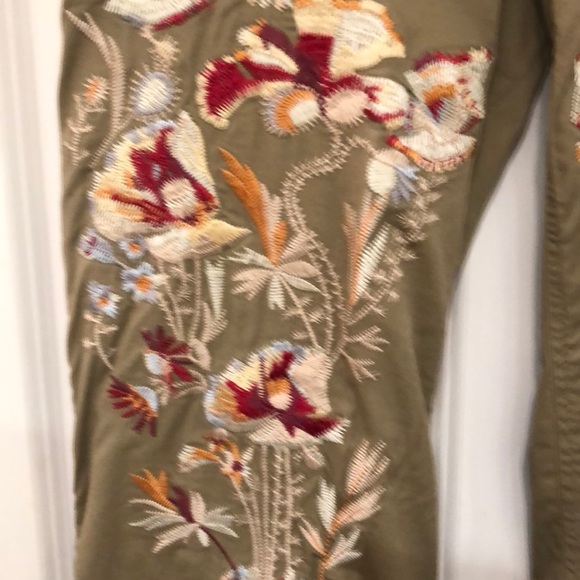 Cache Lux embroidered pants sz 6 khaki wide leg - Picture 5 of 10